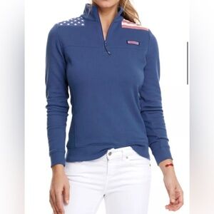 Vineyard Vines 1/4 Zip Flag Shep USA Pullover Sz S